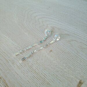 Kendra Scott Dede Bright Silver Drop Earrings in White Crystal